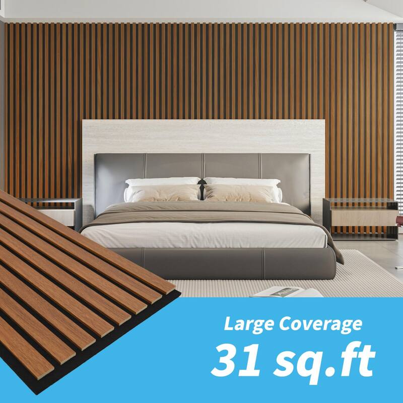 4 Panels 93"x12" MDF Slat 3D Wall Paneling Cover 31 Sq.Ft. - N/A