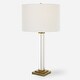 preview thumbnail 2 of 5, Upscale Square Column Crystal Base Table Lamp - 28" - Clear