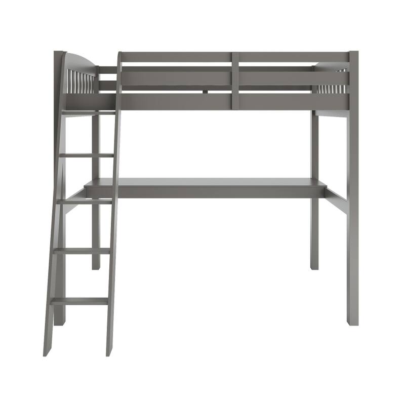 Everest Grey High Loft Bed with Desk and Storage, with Stairs