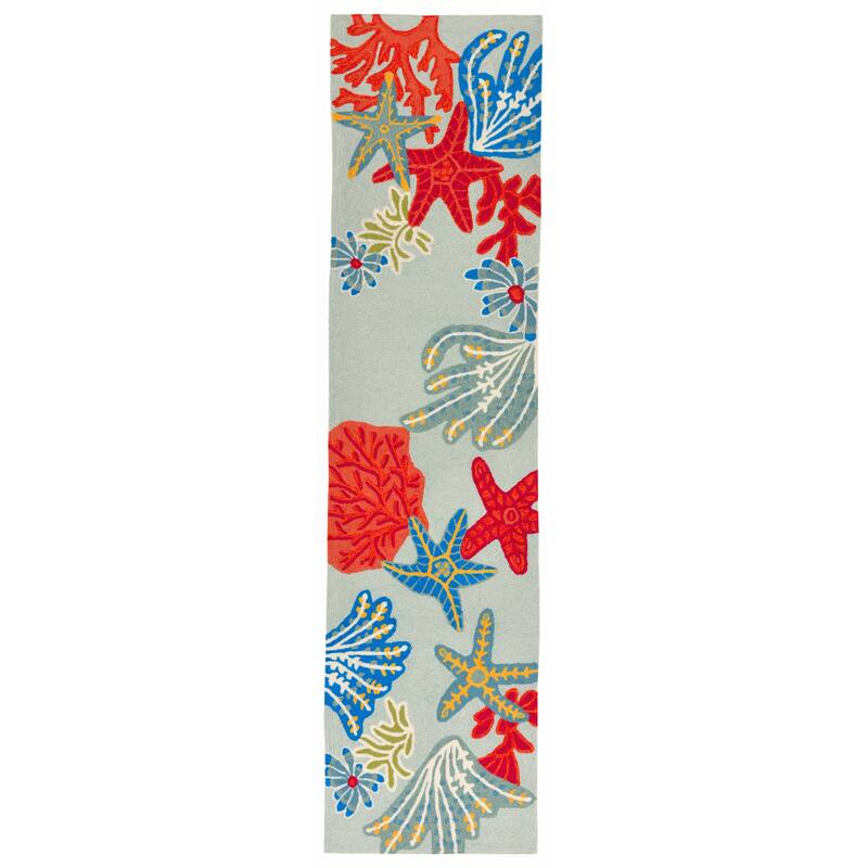 Liora Manne Ravella Ocean Scene Indoor/Outdoor Rug Aqua 5' x 7'6" - 2' x 8' - Aqua