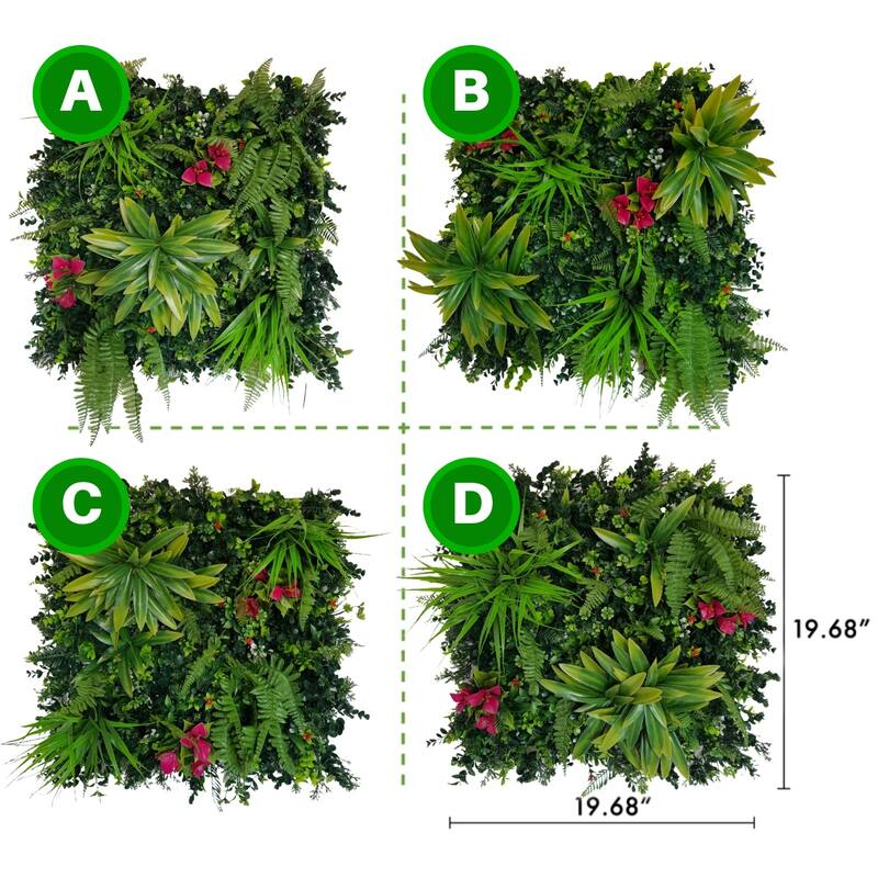 Artificial Green Foliage UV-protected for Outdoor Decor (Set of 4)