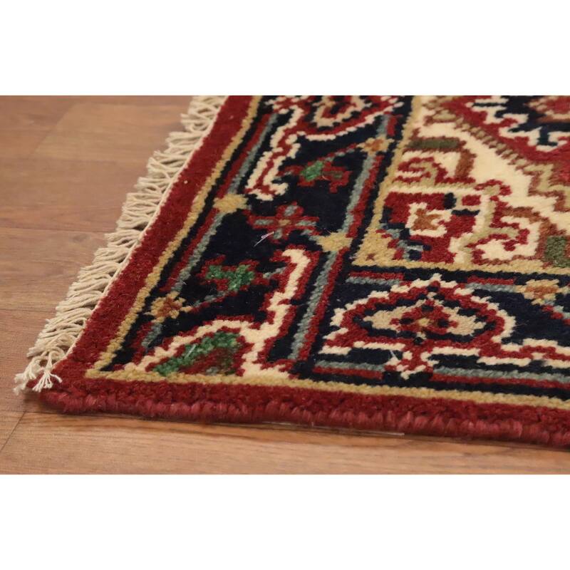 Hand Knotted Oriental 100% Wool Carpet Traditional Medallion Oranges & Rust Heriz (serapi) Area Rug - 3' 0'' X 2' 0''