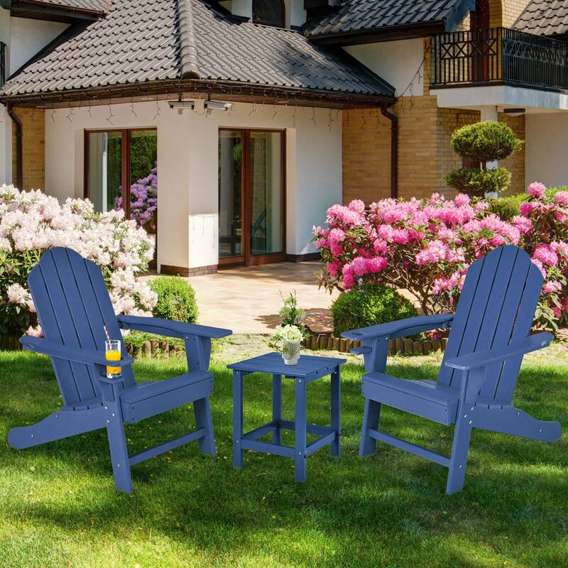 Costway Patio Adirondack Chair Weather Resistant Garden Deck W/Cup