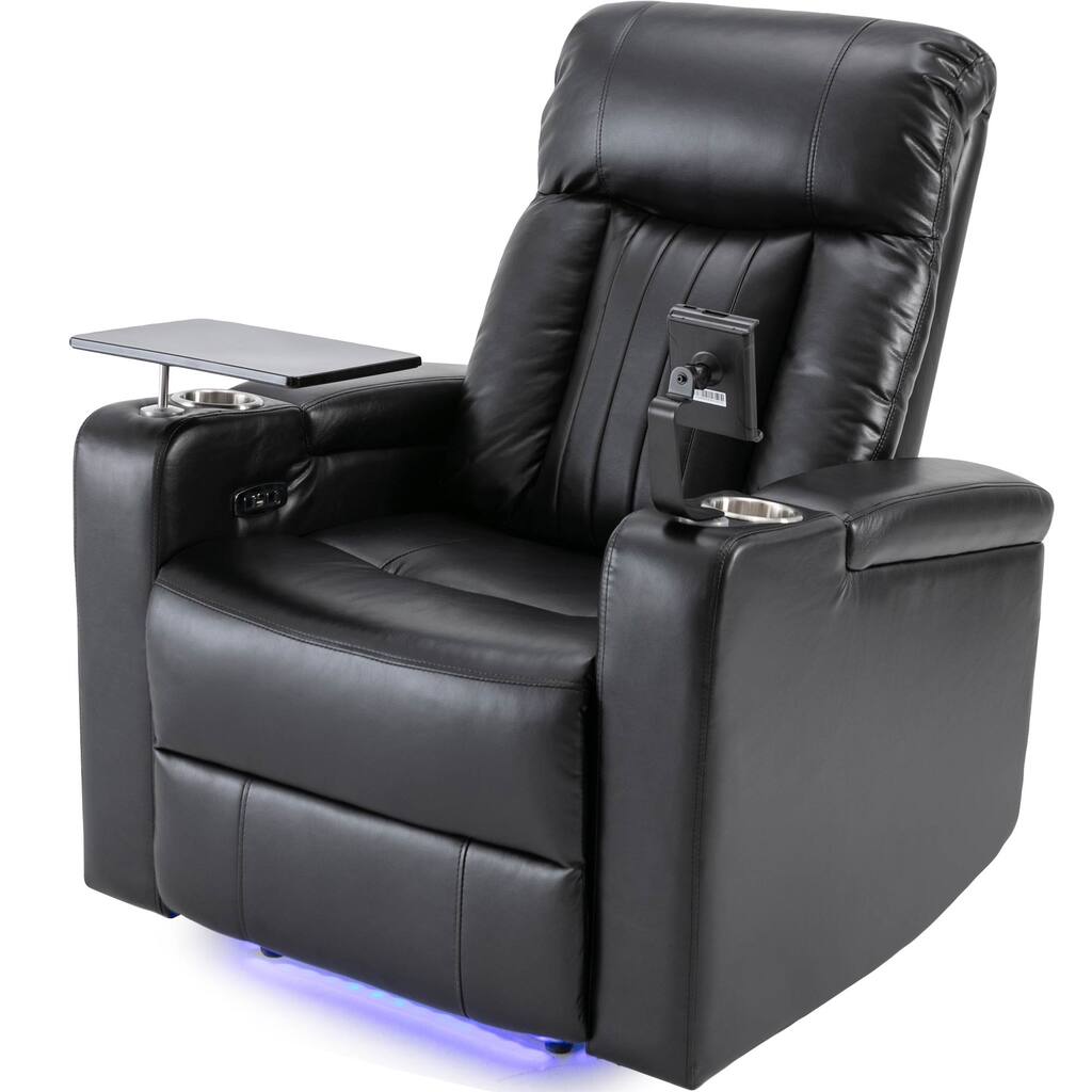 Electric Recliner w/USB Charging,Arm Storage,Cup Holders,Tray Table