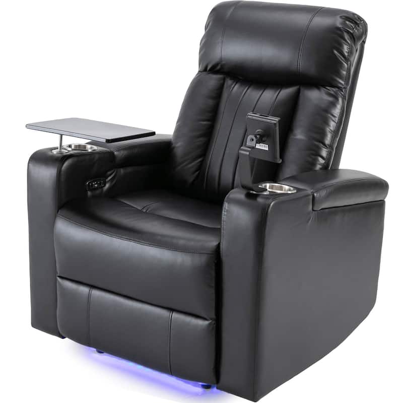 Premium Power Recliner with Storage Arms, Cupholders, Swivel Tray Table and Cell Phone Stand