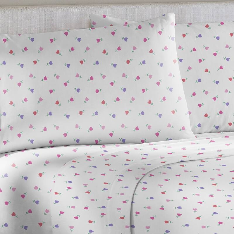 Pointehaven Combed Cotton Crisp Percale Printed 2 pc Pillow Cases