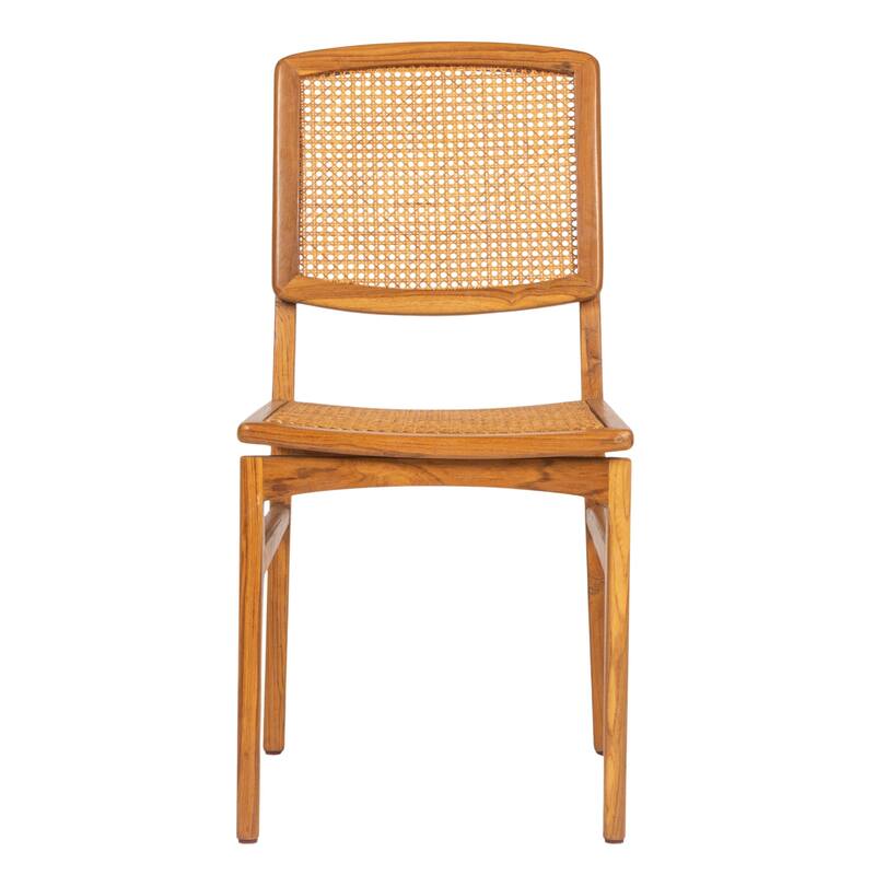 Mango Wood and Cane Dining Chairs, Set of 2