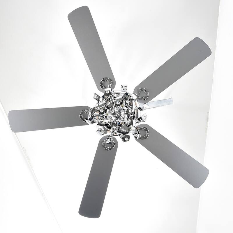 Chrome 52-Inch 5-Blade Lighted Ceiling Fan with Remote