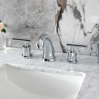 Kingston Brass Manhattan Two-Handle 3-Hole Deck Mount Widespread Bathroom Faucet with Retail Pop-Up Drain