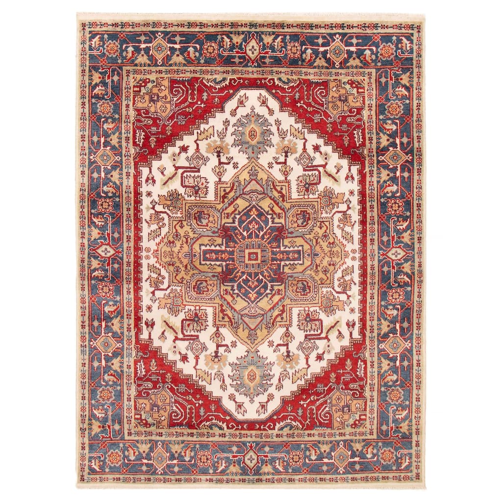 ECARPETGALLERY Hand-knotted Serapi Heritage Ivory Wool Rug - 7'9 x 10'4