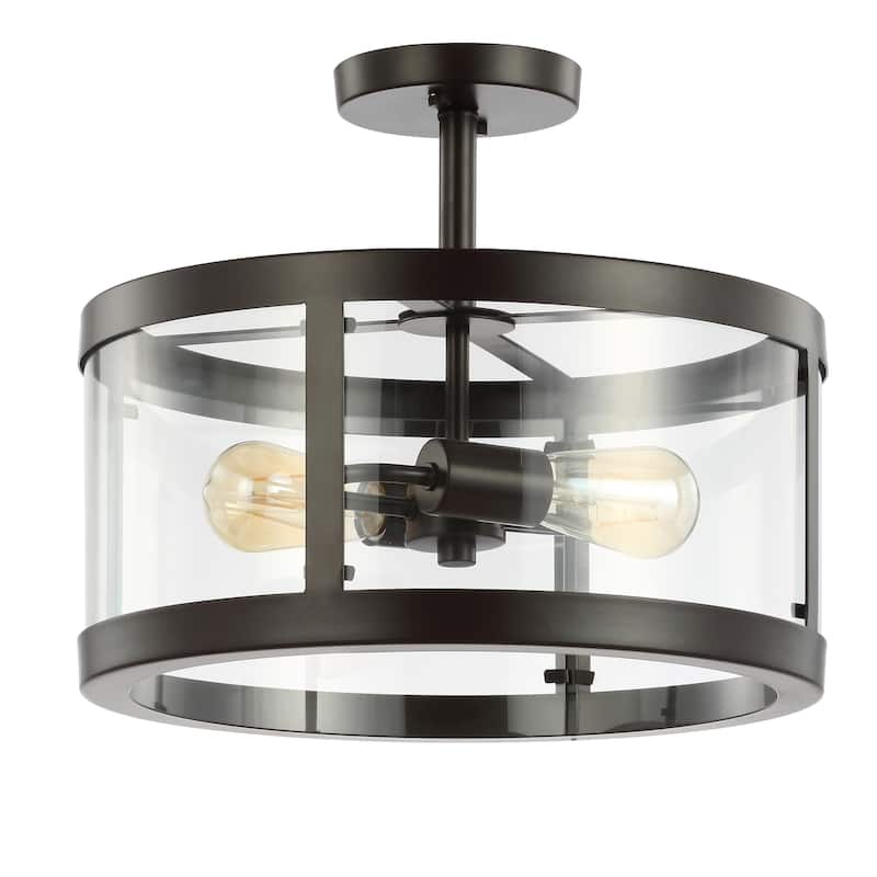 Selema 2-Light Iron/Glass Modern LED Flush Mount, by JONATHAN Y