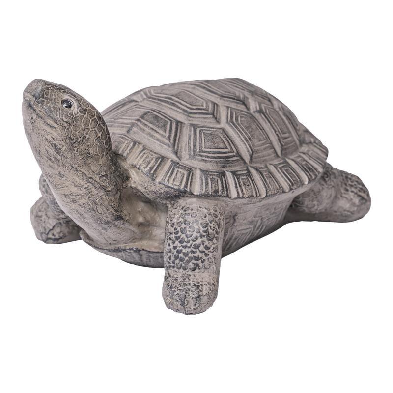 XBrand 23.82"L Gray Concrete/MgO Looking Up Turtle Statue, Indoor or Outdoor Décor, Garden Décor, Turtle Statuary