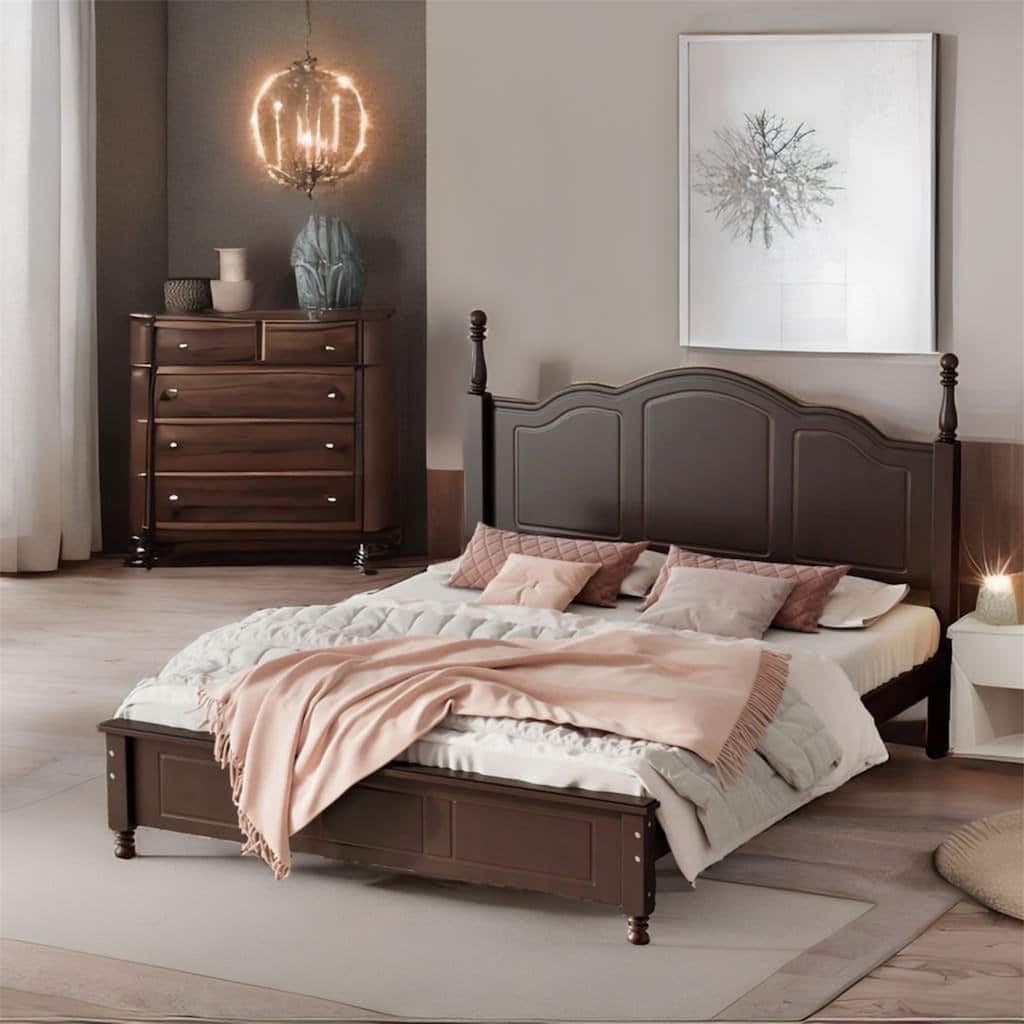 Queen Size Platform Bed with Wooden Slat Support