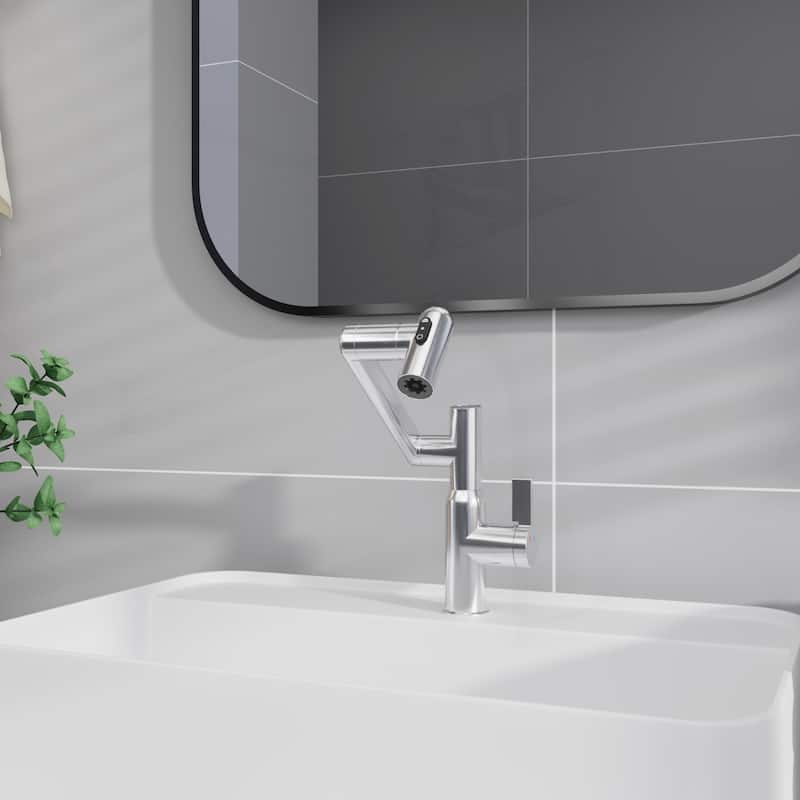 Bathroom Sink Faucet with Temperature Display - Chrome