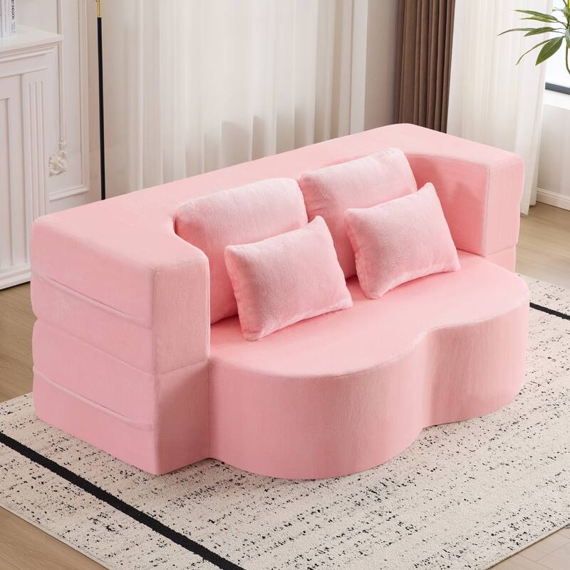 Queen Foldable Sleeper Sofa, Floor Couch Sofa Bed, High-Density Foam Convertible Lounge Sofa Loveseat