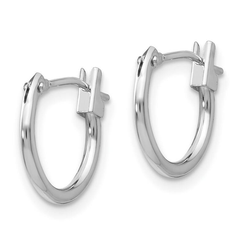 Curata 14k White Gold Small Polished 1.25x12mm Hoop Earrings