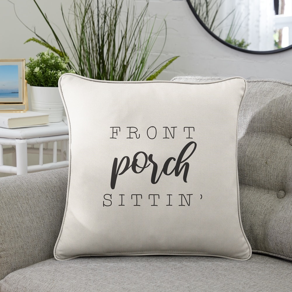 Sunbrella Indoor/Outdoor Single Embroidered Pillow - "Front Porch Sittin'"
