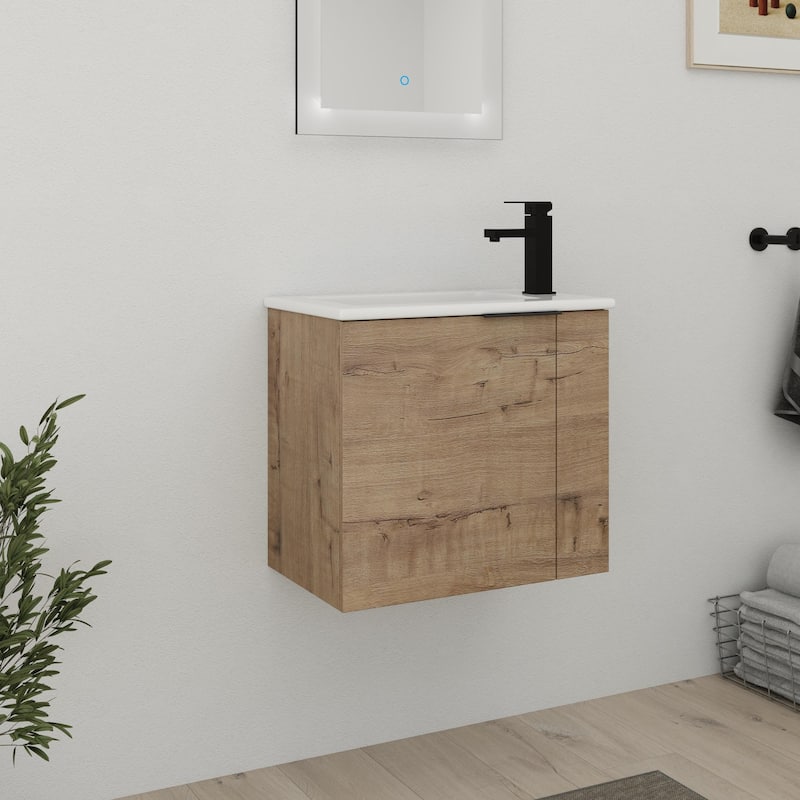 Bathroom Vanity With Sink In 22 Inch, Floating Bathroom Vanity With Soft Close Door