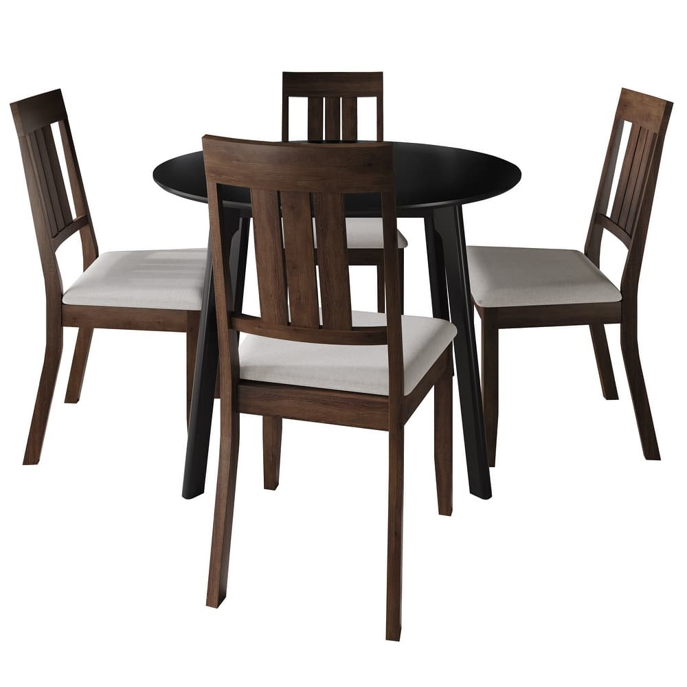 CraftPorch Classic 4-Piece Chair and Round Table Wooden Dining Set