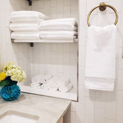 Sparkles Home Stripe Rhinestone Hand Towel (Set of 2)