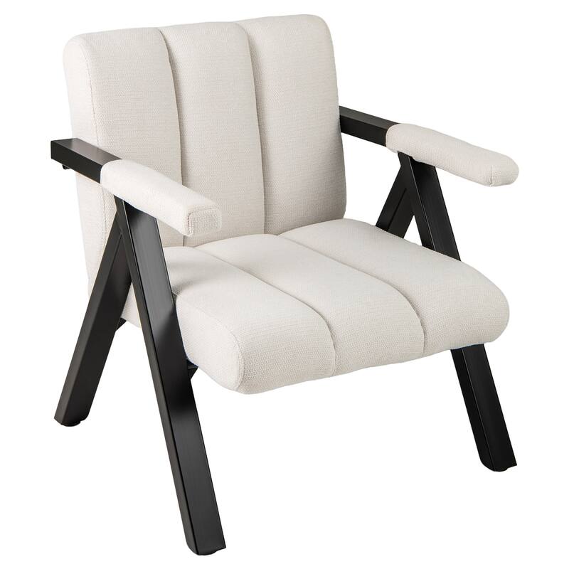 Metal Fabric Oversized Accent Chair with Tufted Cushion - 29.5" x 31" x 33" - Beige