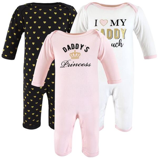 slide 1 of 1, Hudson Baby Infant Girl Cotton Coveralls, Daddys Princess 0 - 3 Months - Pink