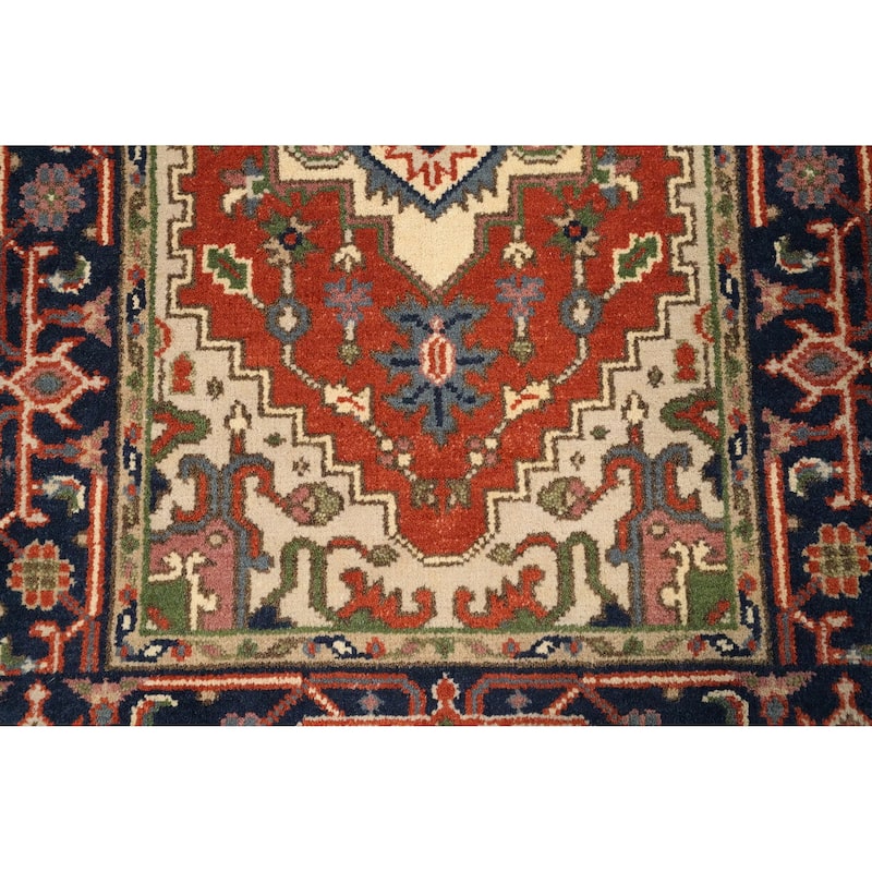 Hand Knotted Oriental 100% Wool Carpet Traditional Medallion Oranges & Rust Heriz (serapi) Area Rug - 5' 2'' X 2' 10''