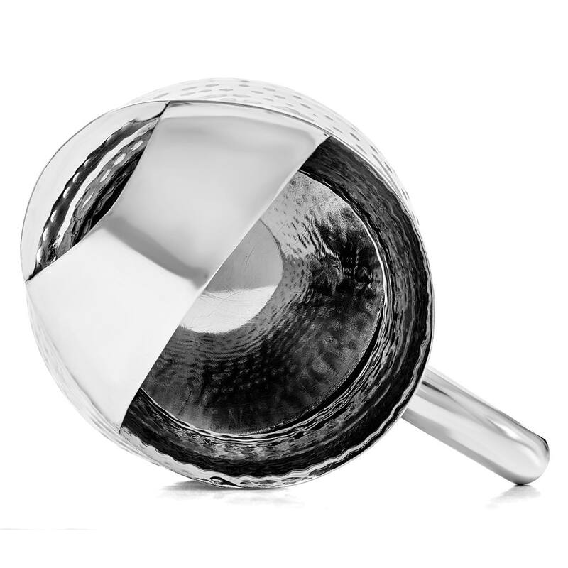 Curata 48 Ounce Hammered Stainless Steel Water Pitcher with Ice Guard