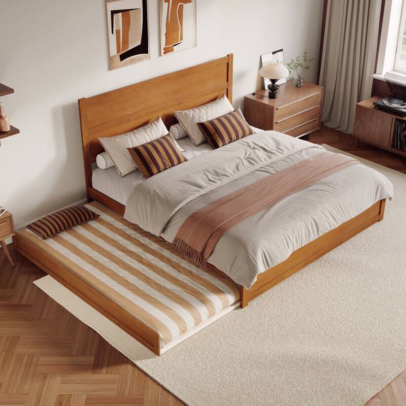 Aveline Wood Platform Bed with Matching Footboard & Trundle