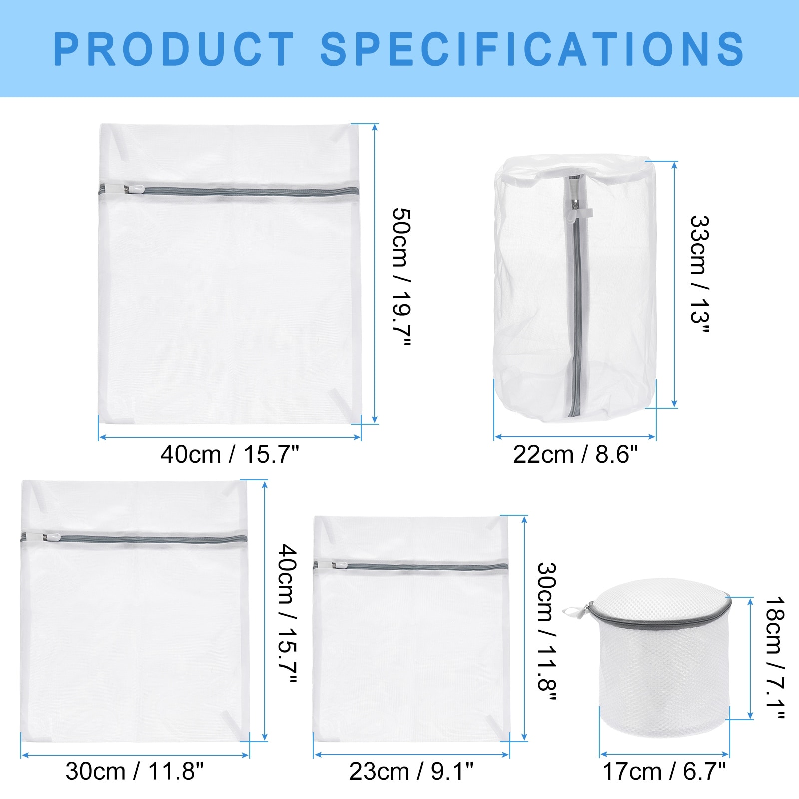 Gray Coarse Mesh Laundry Bags with Zippers - FiveSeasonStuff