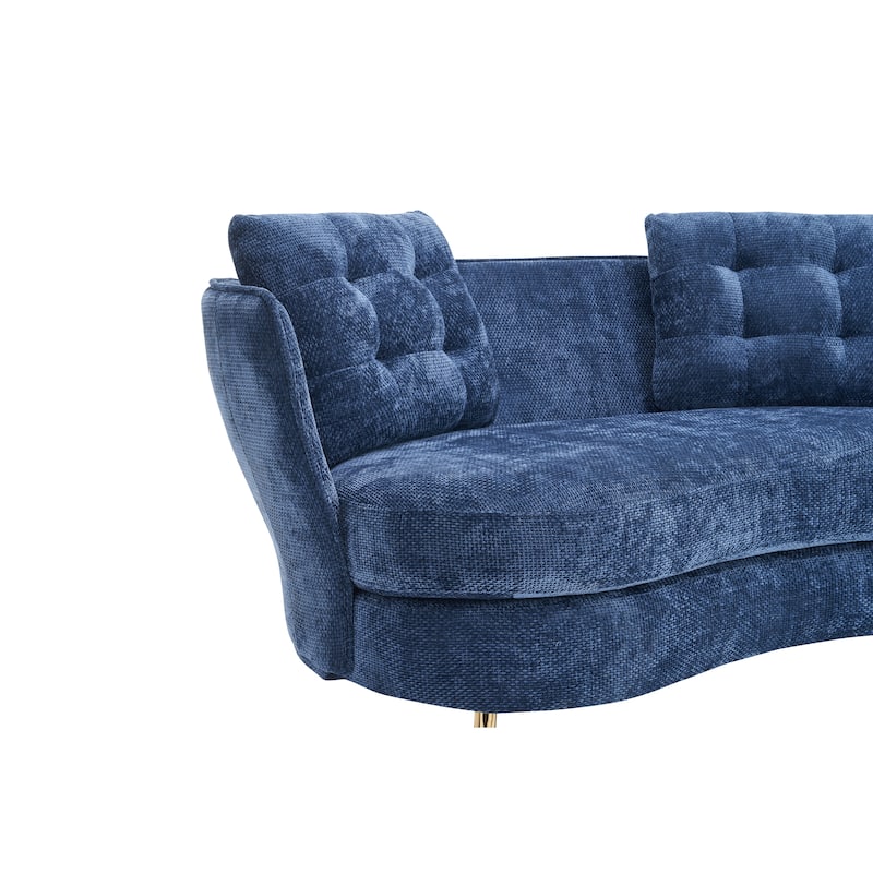 Upholstered Loveseat Sofa Chair with Golden Metal Legs