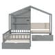preview thumbnail 5 of 18, Versatility Twin Size House Bed with Upholstered Sofa, Wood Guardrail Bed with Shelves and Two Drawers, Charging Station Design