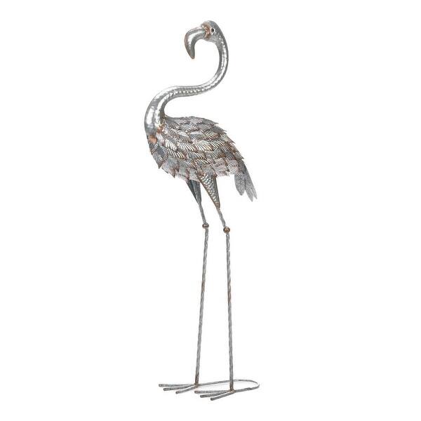 slide 1 of 1, Retro Standing Tall Galvanized Flamingo Statue