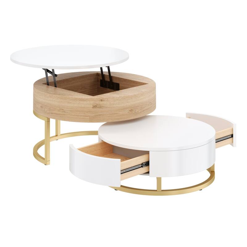 Modern Round Lift top Nesting Coffee Tables