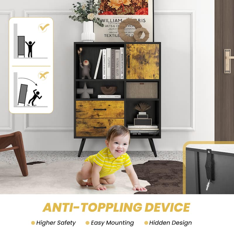 Costway Industrial Buffet Sideboard Storage Cabinet Organizer Cupboard - 31.5'' x 16'' x 42'' (L x W x H)