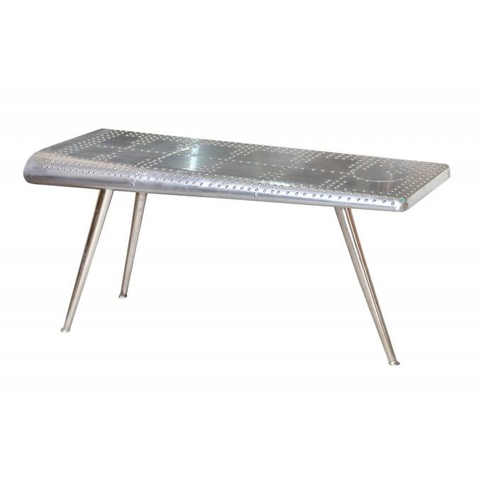 HomeRoots 56" Silver Aluminum Three Leg Console Table - 56