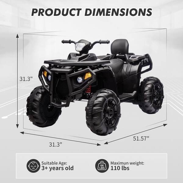 dimension image slide 0 of 6, Kids Ride On Car ATV Battery Powered Car