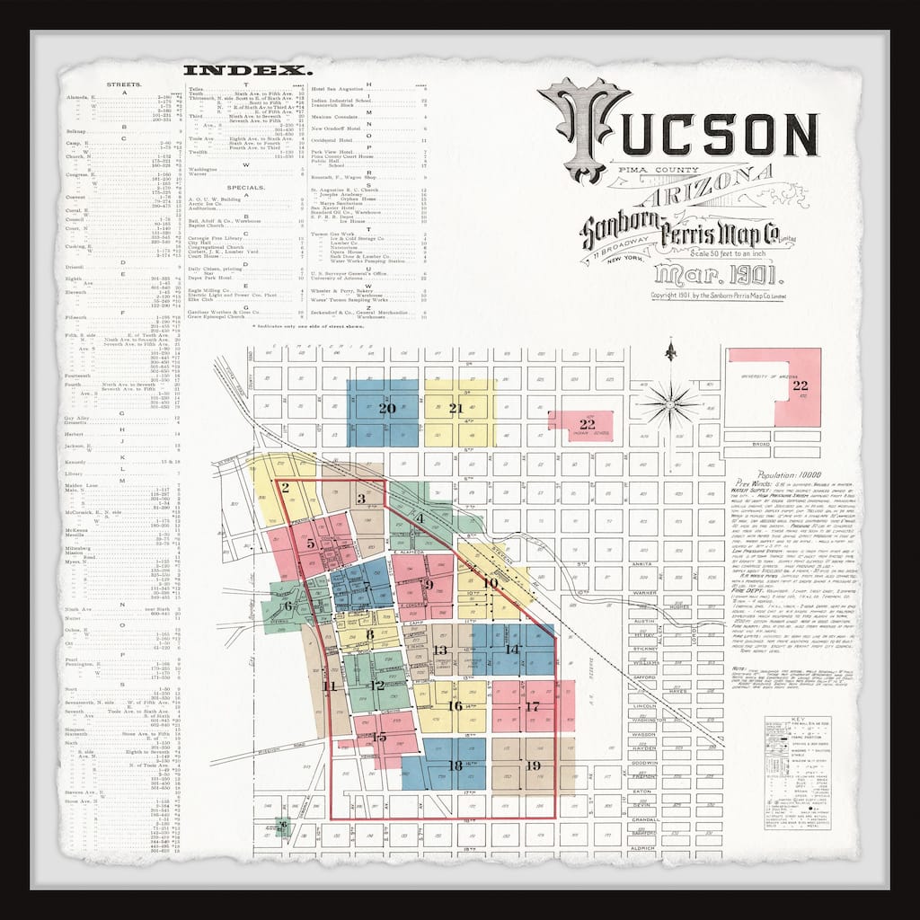 'Tucson Map' Framed Painting Print
