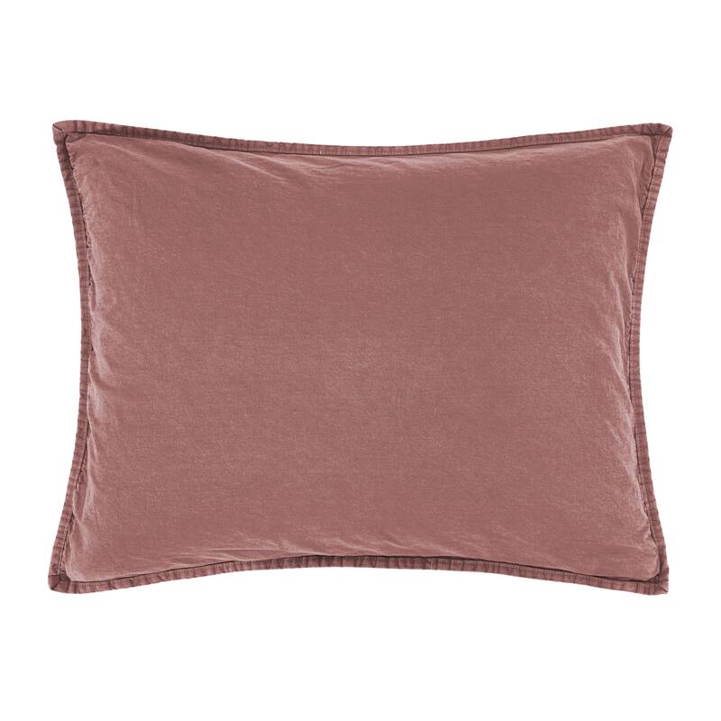 HiEnd Accents Stonewashed Cotton Canvas Vintage Chic Pillow Sham, 1PC - Standard - Sarsaparilla