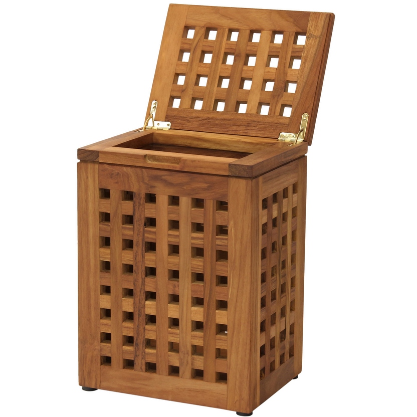 Grate Teak Waste Basket