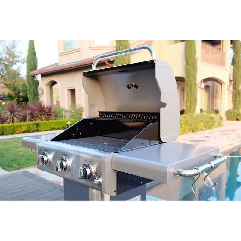 Kenmore 3-Burner Propane Gas Grill with Foldable Side Shelves