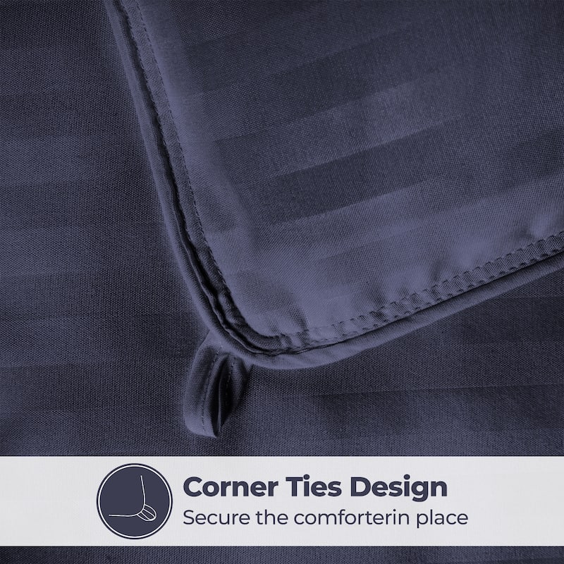 Superior 1 cm Striped Brushed Microfiber Reversible Down Alternative Comforter