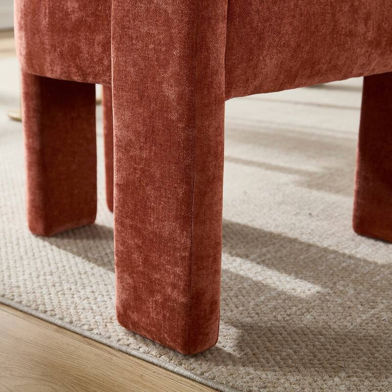 Chenille Fabric Upholstered Barrel Chair Set of 2 with Solid Wood Frame and Ergonomic Back Support
