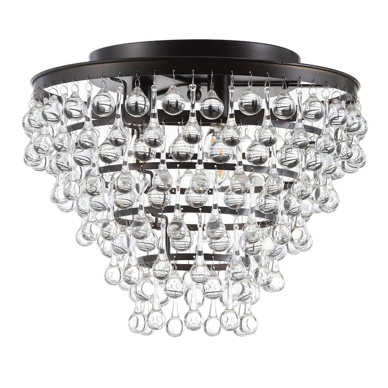 Marc 16" Metal/Crystal LED Flush Mount, by JONATHAN Y