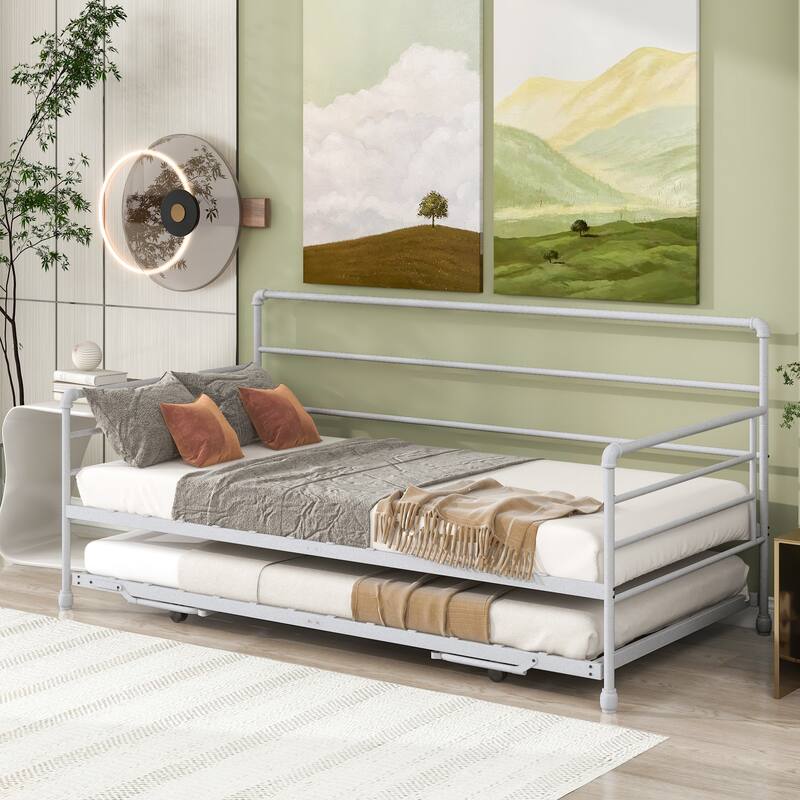 Twin Daybed with Trundle,Day Bed with Trundle Bed Twin,Pop Up Trundle Bed