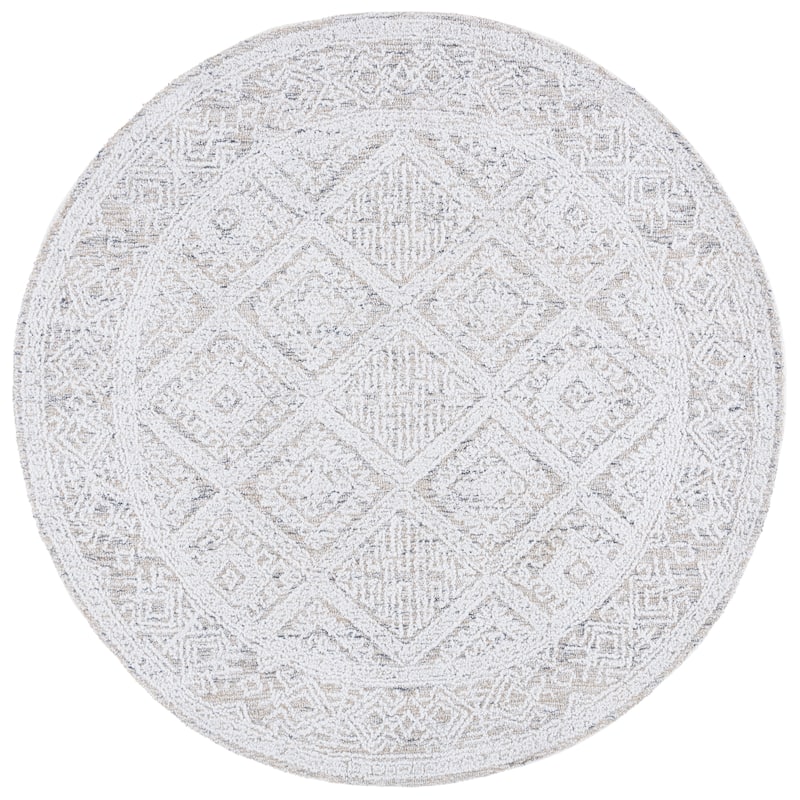 SAFAVIEH Handmade Ebony Kinue Wool Rug - 6' Round - Taupe/Ivory