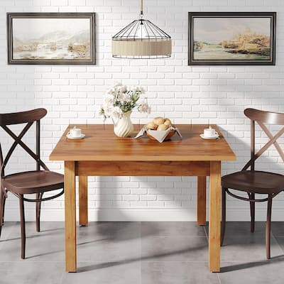 Country Rustic Square Dining Table with Solid Wood Legs - 39.4"D x 39.4"W x 30"H