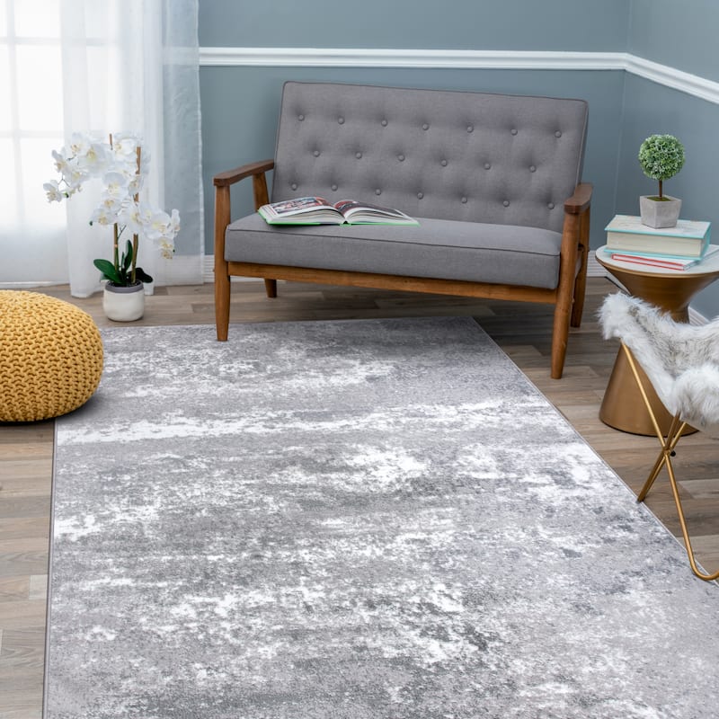 World Rug Gallery Distressed Abstract Watercolor Area Rug