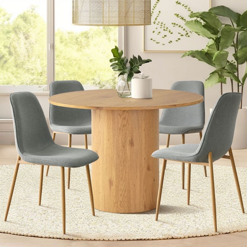 5-Piece Round Dining Table Sets - Grey