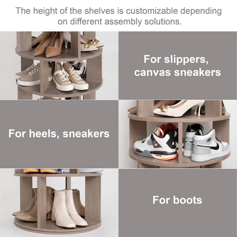 16 Pair Rotating Shoe Rack Tower, Spinning Shoe Storgae Rack - 16 Pair